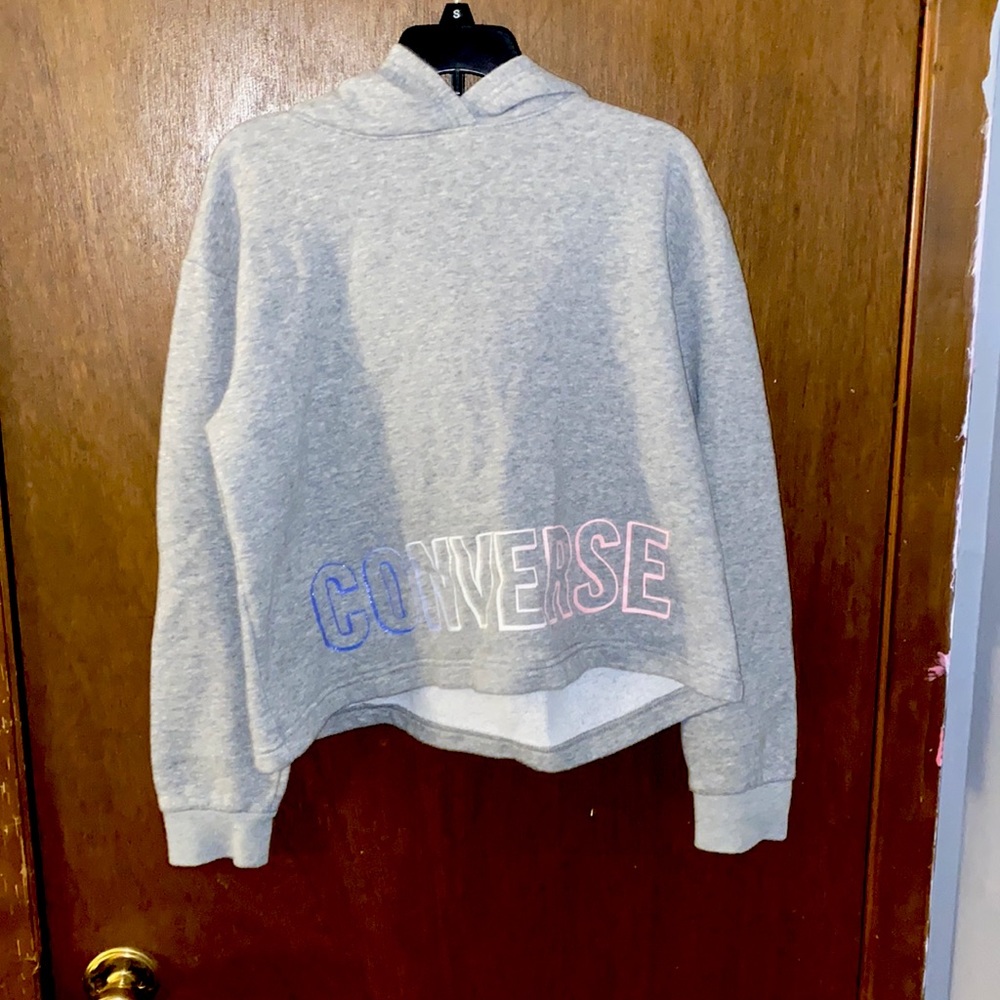 Grey Converse cropped hoodie